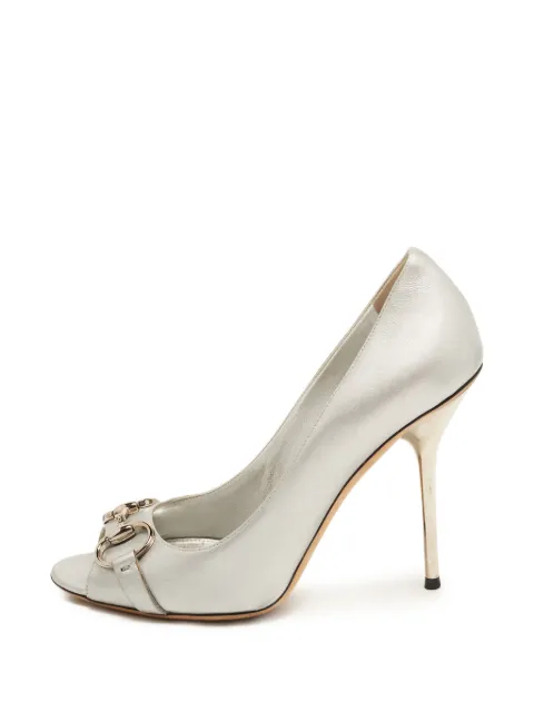Gucci Pre-Owned Horsebit peep-toe pumps Silver 1363868