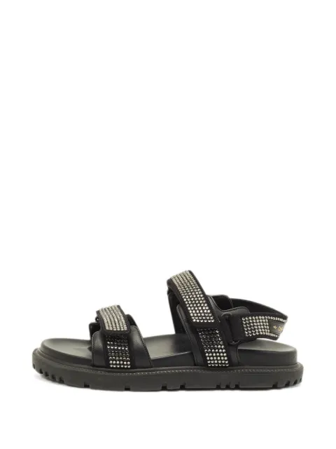 Christian Dior Pre-Owned Dioract crystal-embellished flat sandals Black 1289355