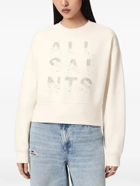 AllSaints bead-embellished cropped sweatshirt Neutrals W152JE