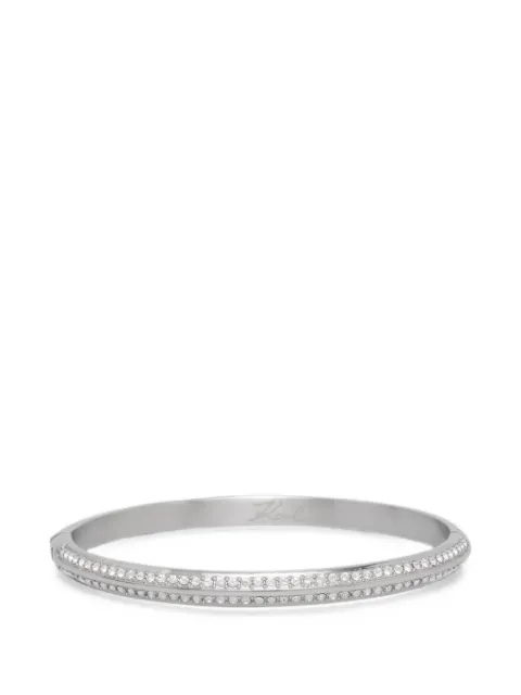 Karl Lagerfeld crystal-embellished hinged bangle Silver KLBJY06