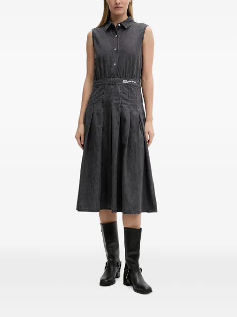 Karl Lagerfeld Jeans pleated sleeveless cotton midi shirt dress Grey B2W130531BJ