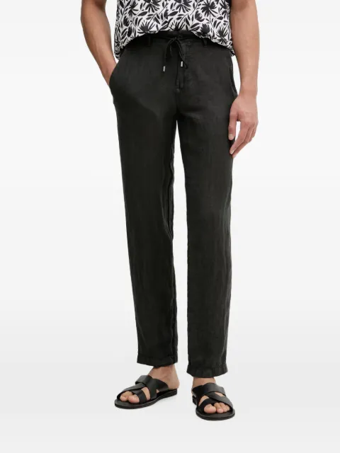 Karl Lagerfeld drawstring-waist straight-leg linen trousers Black 265358562818