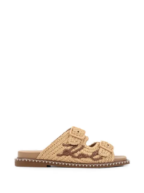 Karl Lagerfeld Kleo buckle-fastening raffia-effect flat sandals Neutrals KL81326