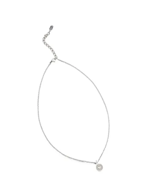 Karl Lagerfeld logo-engraved crystal-embellished pendant necklace Silver KLBJX07