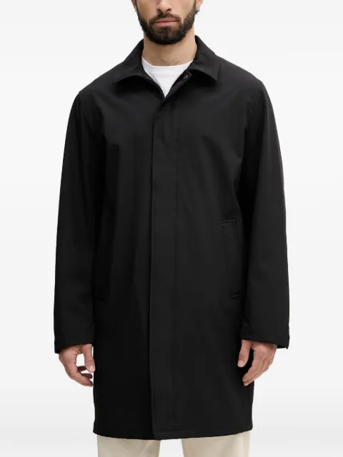 Karl Lagerfeld logo-plaque concealed-fastening single-breasted coat Black 455085561580