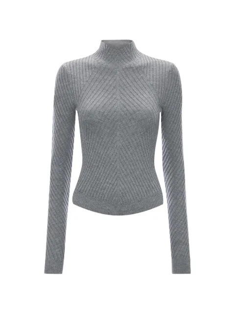 Victoria Beckham Georgia ribbed-knit sweater Grey 1425KTP006804B