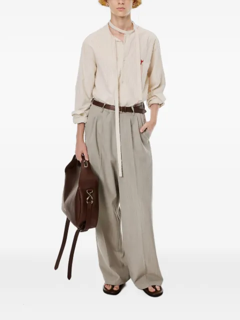 MASU pinstriped scarf-detail shirt Neutrals M26U6SL002
