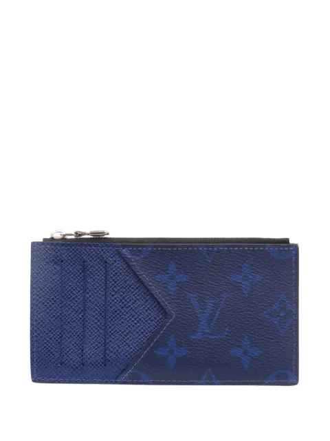 Louis Vuitton Pre-Owned 2021-2026 Monogram Taigarama Coin card holder Blue GGWI9KSIUB6BYA9B