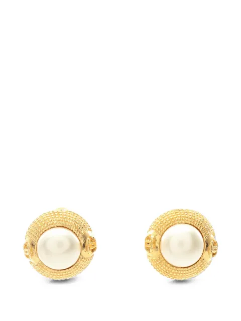 CHANEL Pre-Owned 1986-1988 Coco Mark faux-pearl earrings Gold 1076773