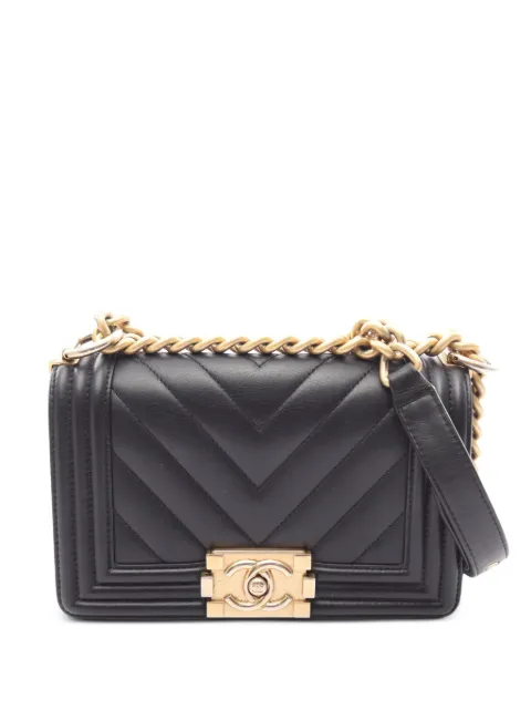 CHANEL Pre-Owned 2017-2018 Boy chevron shoulder bag Black 108097324934088
