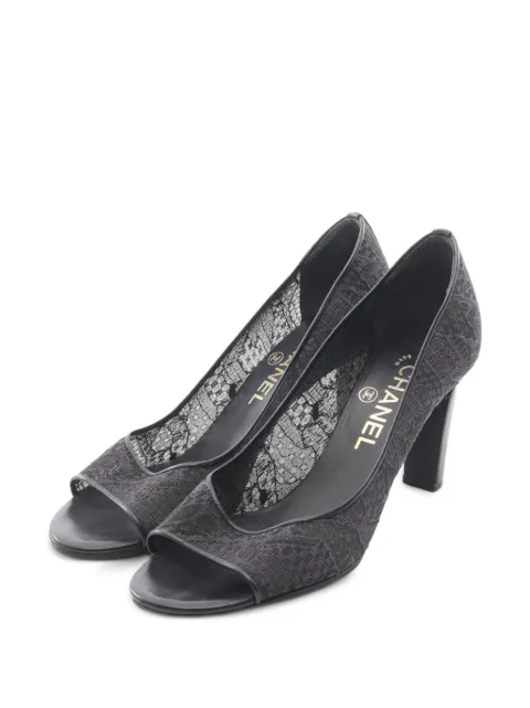 CHANEL Pre-Owned 1986-1988 lace pearl-embellished pumps Black 1079671