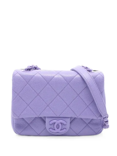 CHANEL Pre-Owned 2019 Matelassé Caviar shoulder bag Purple 108100229817119