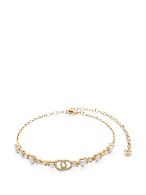 CHANEL Pre-Owned 1986-1988 Interlocking CC star choker necklace Gold 1078249