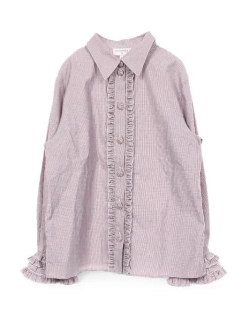 CHANEL Pre-Owned 1986-1988 striped frill shirt Purple 1078460
