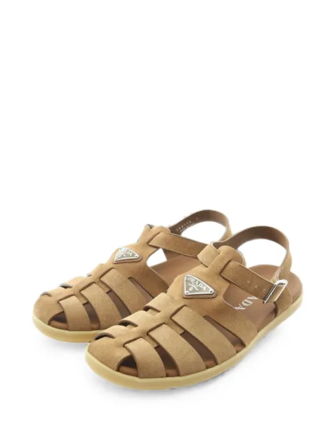 Prada Pre-Owned 2020s triangle-logo sandals Brown 1079670