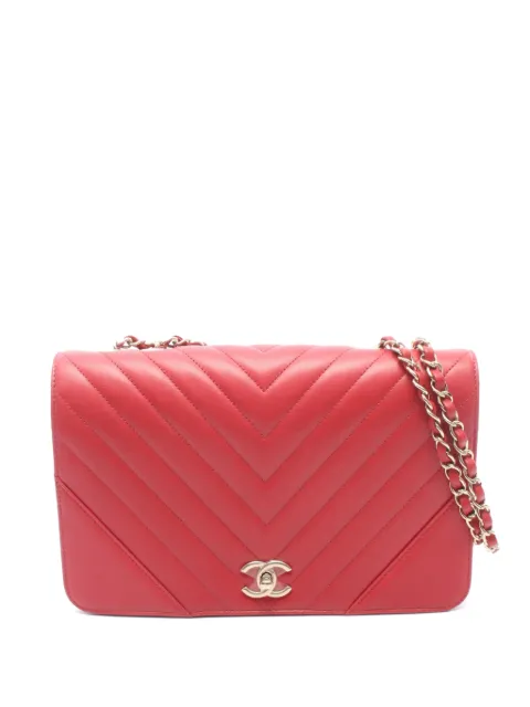 CHANEL Pre-Owned 2019 Chevron V-stitch flap shoulder bag Red 108159628264645