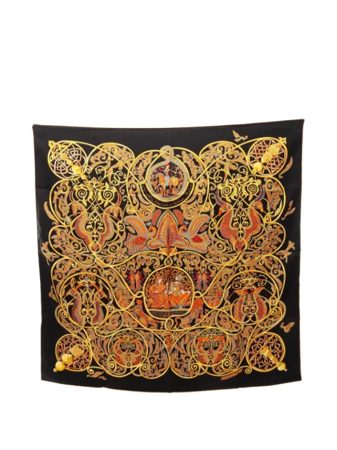 Hermès Pre-Owned 2020s La Charmante Aux Animaux scarf Black 1076801