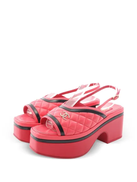 CHANEL Pre-Owned 1986-1988 CC quilted sandals Pink 1079692