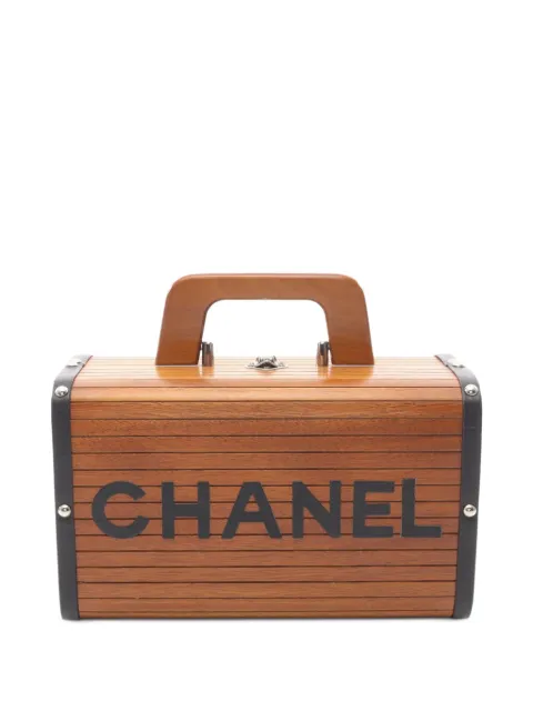 CHANEL Pre-Owned 1994-1996 CC mark wood vanity bag Brown 10806503986721