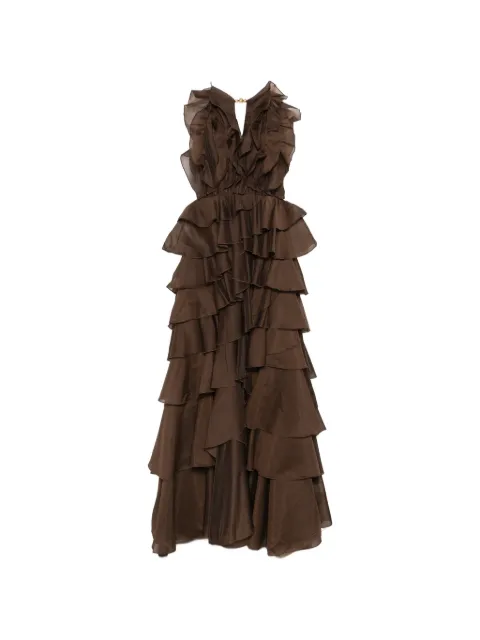 Aje Cleo ruffled gown Brown 26RE5060