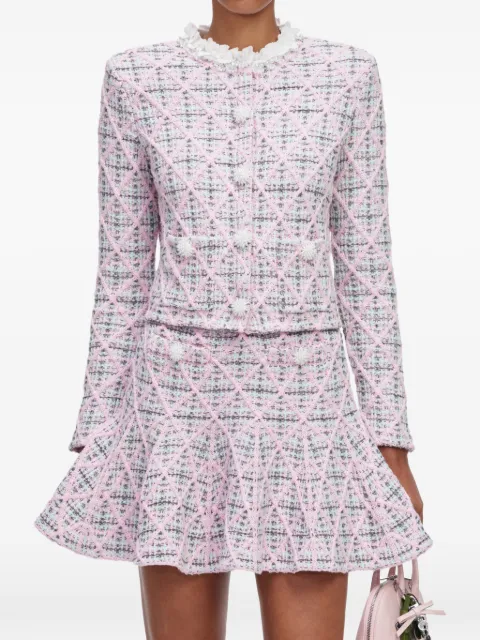 Self-Portrait pink check knit cardigan Pink AW26172CP