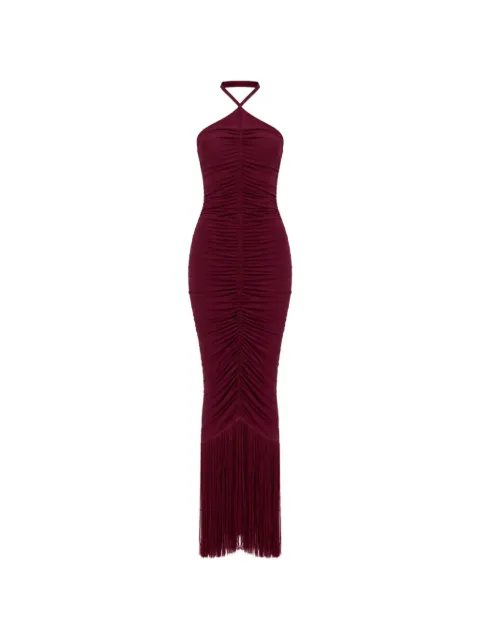 Baobab Zoe ruched fringe-detail maxi dress Red 6210912