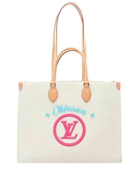 Louis Vuitton Pre-Owned 2021-2026 Monogram Jacquard Okinawa OnTheGo GM satchel White B466B9EJFDJC387A