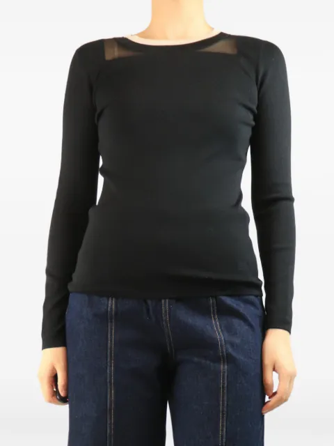 Akris sheer-panel long-sleeve top Black BLACKSILKBLENDKNITLONGSLEEVEDTOP