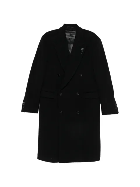 Lardini double-breasted peaked-lapel coat Black AC40408ECN65601