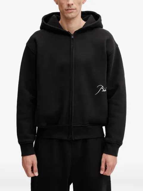 RHUDE logo-embroidered zip-up hoodie Black RHSS26HO11012