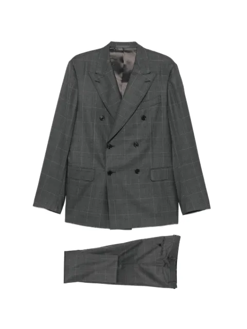 Caruso check double-breasted suit Grey 509008LN1JD612F