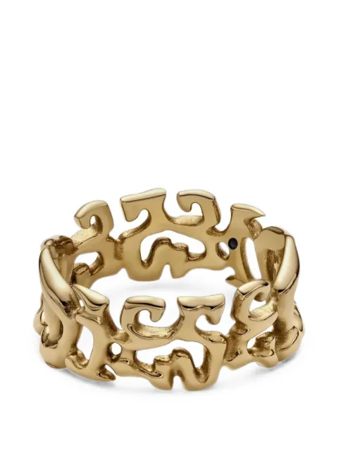 Diesel logo-engraved band ring Gold DX1680SIL