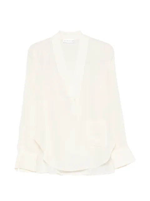Victoria Beckham V-neck silk blouse Neutrals 1326WSH007339B