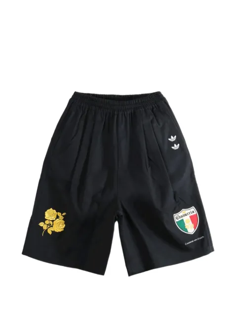 adidas x Willy Chavarria logo-patch floral-embroidered shorts Black KV1975