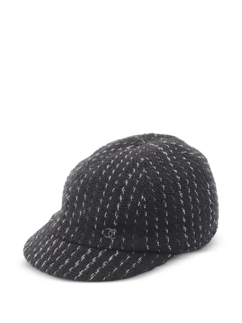 CHANEL Pre-Owned 1986-1988 tweed casquette cap Black 1078475