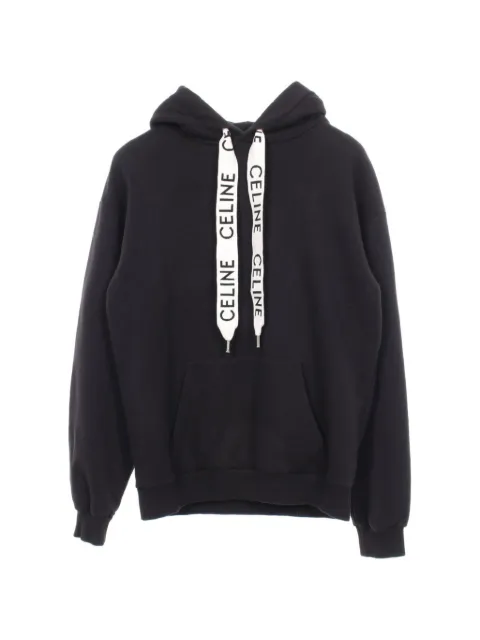 Celine Pre-Owned 2010s logo-print drawstring hoodie Black 1077451