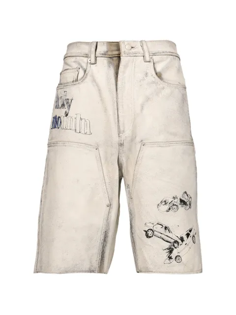 Paly Holy Mountain distressed graphic-print shorts Grey 5U011Q1010