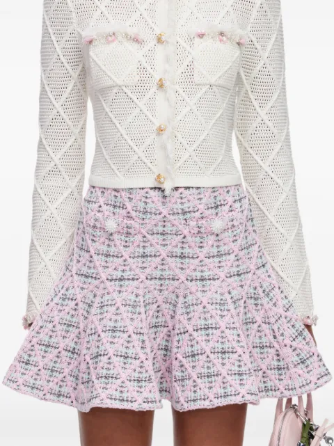 Self-Portrait pink check knit mini skirt Pink AW26172SKP
