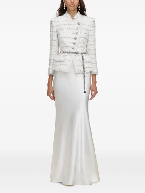 Self-Portrait white boucle satin maxi dress White AW26055XW