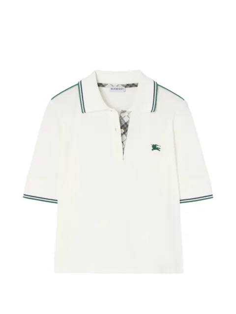 Burberry cropped check cotton pique polo shirt White 8127267