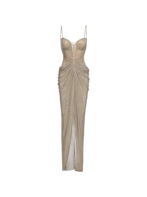 NISSA crystal-embellished tulle maxi dress Gold RRS16695