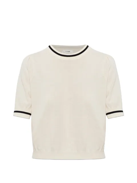 FRAME contrast-trim puff-sleeve sweater White WE26KSW0460