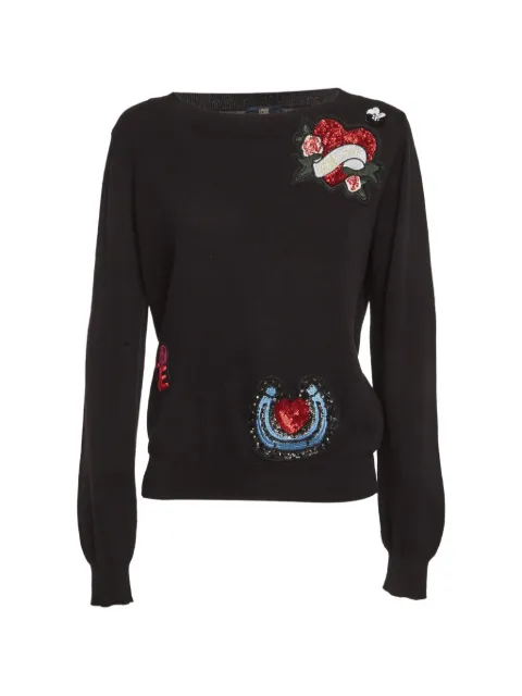 Cavalli Class embroidered patch sweater Black 1295911