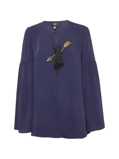 Roberto Cavalli Vintage embellished lace-up blouse Blue 1303989