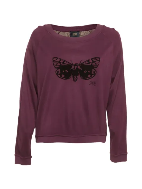 Cavalli Class butterfly-detail wide-neck sweatshirt Purple 1295845