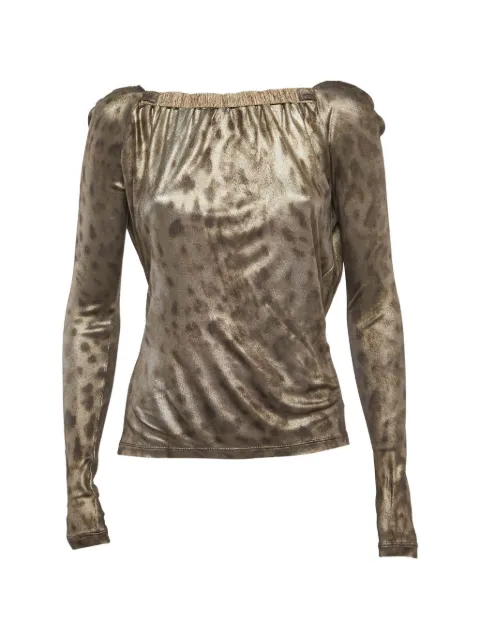 Roberto Cavalli Vintage leopard-print V-neck blouse Gold 1303205