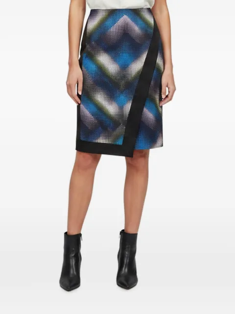 Karen Millen printed wrap mid-length skirt Black 1360505