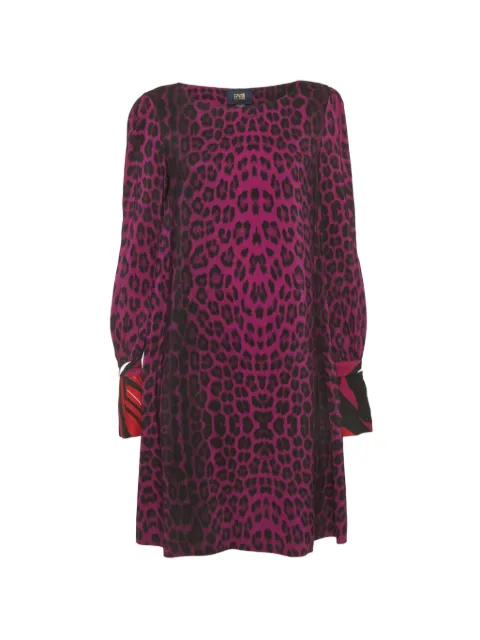 Roberto Cavalli Vintage leopard-print shift mini dress Purple 1295874