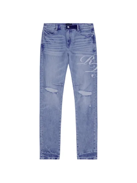 RTA Bryant cursive-print jeans Blue MCHPD1320J1205