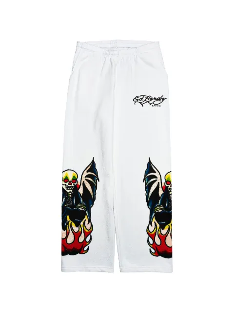 Ed Hardy rhinestone-embellished baggy track pants White EHKC80051RS